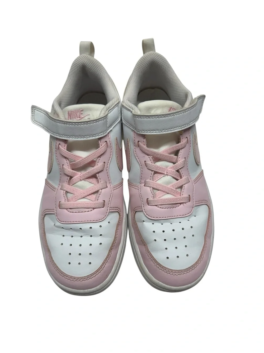 Nike Kids White and Pink Low-Top Sneakers with Velcro Strap